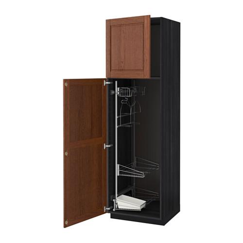 МЕТОД Выс шк с отд д/акс д/убрк - под дерево черный, Филипстад коричневый, 60x60x200 см МЕТОД Выс шк с отд д/акс д/убрк - под дерево черный, Филипстад коричневый, 60x60x200 см