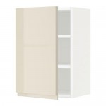 МЕТОД Шкаф навесной с полкой - белый, Воксторп глянцевый светло-бежевый, 40x60 см МЕТОД Шкаф навесной с полкой - белый, Воксторп глянцевый светло-бежевый, 40x60 см