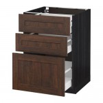 МЕТОД / МАКСИМЕРА Напольный шкаф с 3 ящиками - под дерево черный, Эдсерум под дерево коричневый, 60x60 см МЕТОД / МАКСИМЕРА Напольный шкаф с 3 ящиками - под дерево черный, Эдсерум под дерево коричневый, 60x60 см