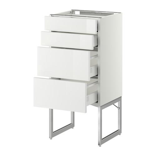 МЕТОД / МАКСИМЕРА Нплн шк 4 фронт/2 низк/2средн ящ - белый, Рингульт глянцевый белый, 40x37x60 см