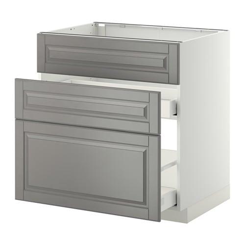МЕТОД / МАКСИМЕРА Напольн шк п-мойку+3фрнт пнл/2ящ - белый, Будбин серый, 80x60 см МЕТОД / МАКСИМЕРА Напольн шк п-мойку+3фрнт пнл/2ящ - белый, Будбин серый, 80x60 см