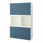 БЕСТО Комбинация д/хранения+стекл дверц - белый Вальвикен/темно-синий прозрачное стекло