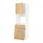 МЕТОД / МАКСИМЕРА Высокий шкаф д/духовки/дверь/3ящика - белый, Экестад дуб, 60x60x200 см
