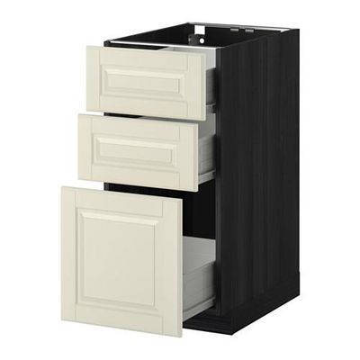 МЕТОД / ФОРВАРА Напольный шкаф с 3 ящиками - 40x60 см, Будбин белый с оттенком, под дерево черный