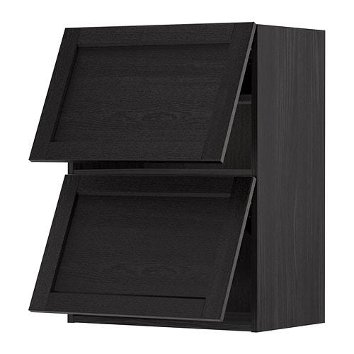 МЕТОД Навесной шкаф/2 дверцы, горизонтал - под дерево черный, Лерх черная морилка, 60x80 см МЕТОД Навесной шкаф/2 дверцы, горизонтал - под дерево черный, Лерх черная морилка, 60x80 см