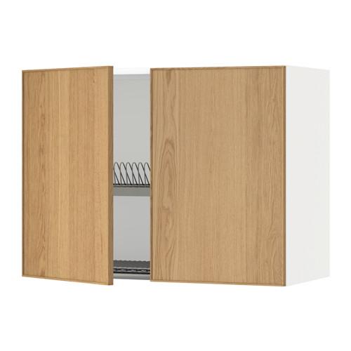 МЕТОД Навесной шкаф с посуд суш/2 дврц - белый, Экестад дуб, 80x60 см МЕТОД Навесной шкаф с посуд суш/2 дврц - белый, Экестад дуб, 80x60 см