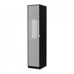 ПАКС Гардероб с 1 дверью - Пакс Февик черно-коричневый/матовое стекло, черно-коричневый, 50x38x236 см, плавно закрывающиеся петли