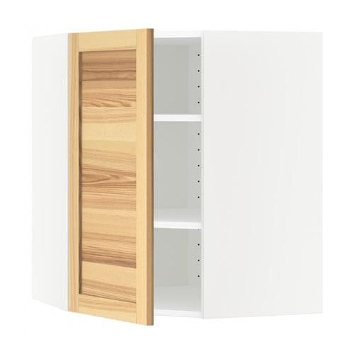 МЕТОД Угловой навесной шкаф с полками - белый, Торхэмн естественный ясень, 68x80 см МЕТОД Угловой навесной шкаф с полками - белый, Торхэмн естественный ясень, 68x80 см