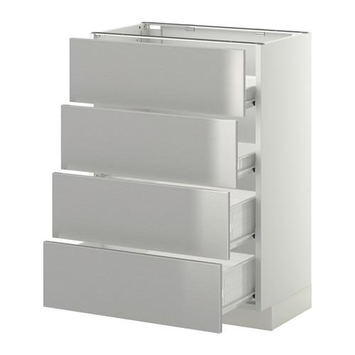 МЕТОД / ФОРВАРА Напольн шкаф 4 фронт панели/4 ящика - белый, Гревста нержавеющ сталь, 60x37 см МЕТОД / ФОРВАРА Напольн шкаф 4 фронт панели/4 ящика - белый, Гревста нержавеющ сталь, 60x37 см