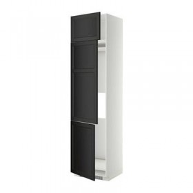 МЕТОД Выс шкаф для хол/мороз с 3 дверями - 60x60x240 см, Лаксарби черно-коричневый, белый