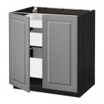 МЕТОД / МАКСИМЕРА Напольный шкаф с 2дверцами/3ящиками - под дерево черный, Будбин серый