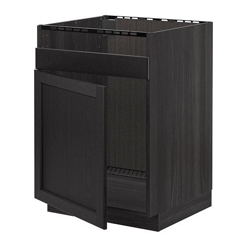 МЕТОД Напольный шкаф для мойки ХАВСЕН - под дерево черный, Лерх черная морилка МЕТОД Напольный шкаф для мойки ХАВСЕН - под дерево черный, Лерх черная морилка
