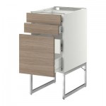 МЕТОД / ФОРВАРА Напольн шкаф 3фронт пнл/2низ/2ср ящ - 40x60x60 см, Брокхульт под грецкий орех светло-серый, белый МЕТОД / ФОРВАРА Напольн шкаф 3фронт пнл/2низ/2ср ящ - 40x60x60 см, Брокхульт под грецкий орех светло-серый, белый