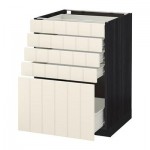 МЕТОД / ФОРВАРА Напольный шкаф с 5 ящиками - 60x60 см, Хитарп белый с оттенком, под дерево черный МЕТОД / ФОРВАРА Напольный шкаф с 5 ящиками - 60x60 см, Хитарп белый с оттенком, под дерево черный