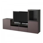 БЕСТО Шкаф для ТВ, комбин/стеклян дверцы - черно-коричневый/Вальвикен темно-коричневый, прозрачное стекло, направляющие ящика, плавно закр БЕСТО Шкаф для ТВ, комбин/стеклян дверцы - черно-коричневый/Вальвикен темно-коричневый, прозрачное стекло, направляющие ящика, плавно закр