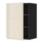 МЕТОД Шкаф навесной с полкой - под дерево черный, Воксторп глянцевый светло-бежевый, 40x60 см МЕТОД Шкаф навесной с полкой - под дерево черный, Воксторп глянцевый светло-бежевый, 40x60 см