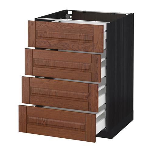 МЕТОД / МАКСИМЕРА Напольн шкаф 4 фронт панели/4 ящика - под дерево черный, Филипстад коричневый, 60x60 см МЕТОД / МАКСИМЕРА Напольн шкаф 4 фронт панели/4 ящика - под дерево черный, Филипстад коричневый, 60x60 см