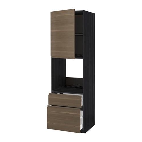 МЕТОД / МАКСИМЕРА Выс шк д/дхвк+двр/2фрнт/1срд/1вс ящ - под дерево черный, Воксторп под грецкий орех, 60x60x200 см МЕТОД / МАКСИМЕРА Выс шк д/дхвк+двр/2фрнт/1срд/1вс ящ - под дерево черный, Воксторп под грецкий орех, 60x60x200 см