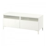 БЕСТО Тумба д/ТВ с ящиками - белый/Сельсвикен глянцевый/белый, направляющие ящика, плавно закр