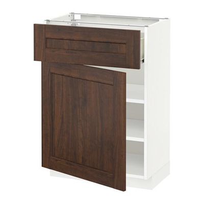 МЕТОД / ФОРВАРА Напольный шкаф с ящиком/дверью - 60x37 см, Эдсерум под дерево коричневый, белый МЕТОД / ФОРВАРА Напольный шкаф с ящиком/дверью - 60x37 см, Эдсерум под дерево коричневый, белый
