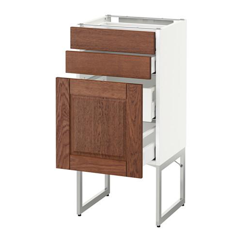 МЕТОД / МАКСИМЕРА Напольн шкаф 3фронт пнл/2низ/2ср ящ - белый, Филипстад коричневый, 40x37x60 см МЕТОД / МАКСИМЕРА Напольн шкаф 3фронт пнл/2низ/2ср ящ - белый, Филипстад коричневый, 40x37x60 см