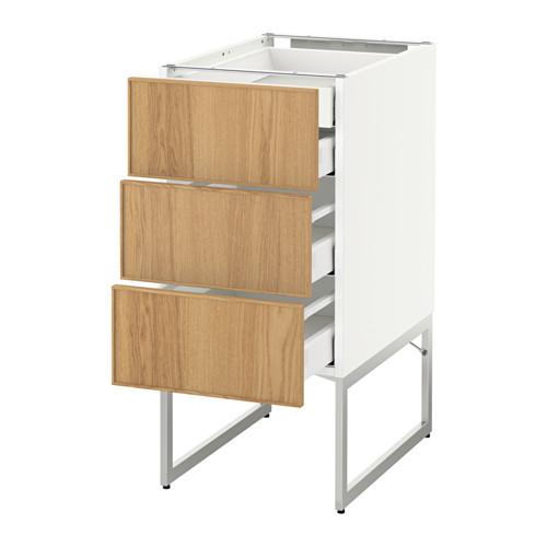МЕТОД / МАКСИМЕРА Напольн шкаф 3фронт пнл/2низ/2ср ящ - белый, Экестад дуб, 40x60x60 см МЕТОД / МАКСИМЕРА Напольн шкаф 3фронт пнл/2низ/2ср ящ - белый, Экестад дуб, 40x60x60 см
