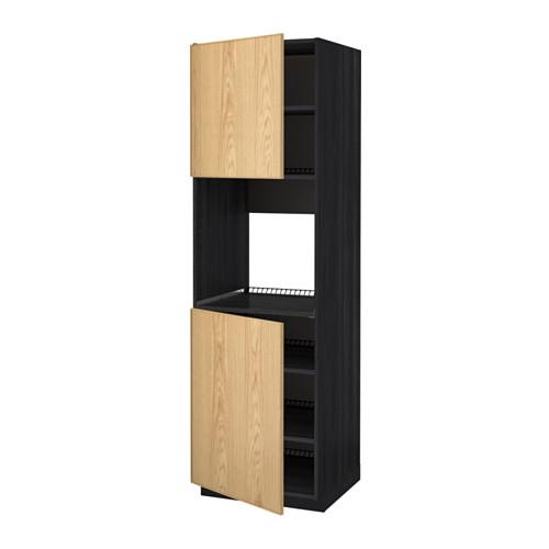 МЕТОД Высок шкаф д/духовки/2дверцы/полки - под дерево черный, Экестад дуб, 60x60x200 см МЕТОД Высок шкаф д/духовки/2дверцы/полки - под дерево черный, Экестад дуб, 60x60x200 см