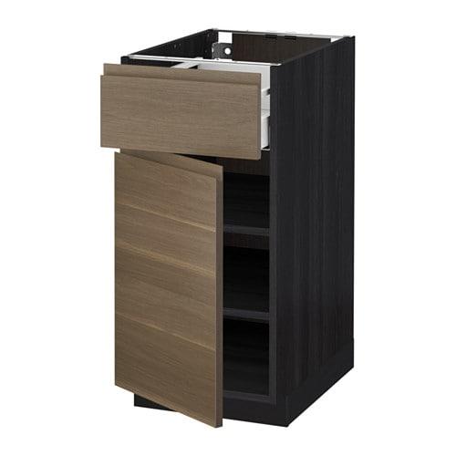 МЕТОД / МАКСИМЕРА Напольный шкаф с ящиком/дверью - под дерево черный, Воксторп под грецкий орех, 40x60 см МЕТОД / МАКСИМЕРА Напольный шкаф с ящиком/дверью - под дерево черный, Воксторп под грецкий орех, 40x60 см