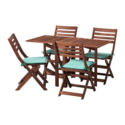 ЭПЛАРО Стол+4 складных стула, д/сада - Эпларо коричневая морилка/Нэстон зеленый
