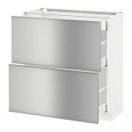 МЕТОД / МАКСИМЕРА Напольный шкаф/2фасада/3ящика - белый, Гревста нержавеющ сталь, 80x37 см МЕТОД / МАКСИМЕРА Напольный шкаф/2фасада/3ящика - белый, Гревста нержавеющ сталь, 80x37 см