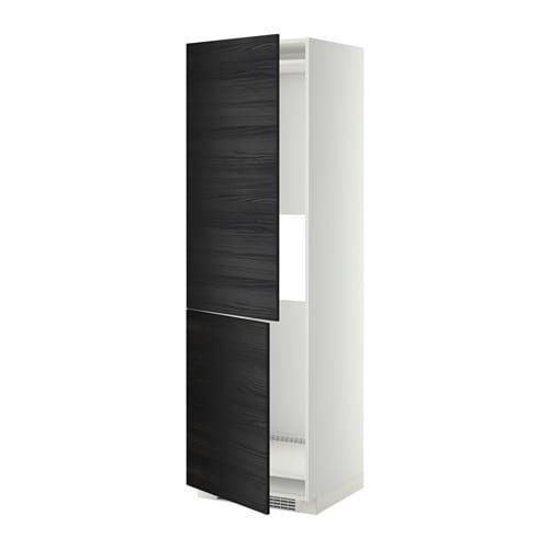 МЕТОД Выс шкаф д/холодильн или морозильн - белый, Тингсрид под дерево черный, 60x60x200 см