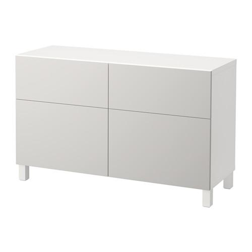 БЕСТО Комб для хран с дверц/ящ - белый/Лаппвикен светло-серый, направляющие ящика, плавно закр