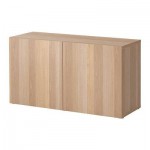 БЕСТО Стеллаж с дверьми - Вара под беленый дуб