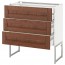 МЕТОД / МАКСИМЕРА Напольн шкаф 3фронт пнл/2низ/2ср ящ - белый, Филипстад коричневый, 80x37x60 см