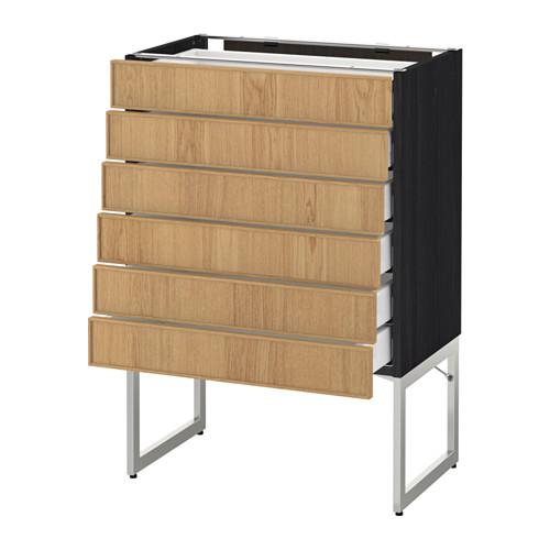 МЕТОД / МАКСИМЕРА Напольн шкаф 6фронт пнл/6 низ ящ - под дерево черный, Экестад дуб, 60x37x60 см МЕТОД / МАКСИМЕРА Напольн шкаф 6фронт пнл/6 низ ящ - под дерево черный, Экестад дуб, 60x37x60 см