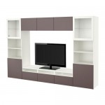 БЕСТО Шкаф для ТВ, комбин/стеклян дверцы - белый/Вальвикен темно-коричневый, прозрачное стекло, направляющие ящика,нажимные БЕСТО Шкаф для ТВ, комбин/стеклян дверцы - белый/Вальвикен темно-коричневый, прозрачное стекло, направляющие ящика,нажимные