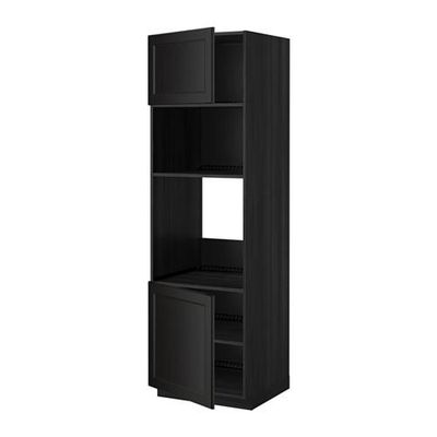 МЕТОД Выс шкаф д/духовки/СВЧ/2 дв/полки - 60x60x200 см, Лаксарби черно-коричневый, под дерево черный МЕТОД Выс шкаф д/духовки/СВЧ/2 дв/полки - 60x60x200 см, Лаксарби черно-коричневый, под дерево черный