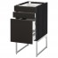 МЕТОД / МАКСИМЕРА Напольн шкаф 3фронт пнл/2низ/2ср ящ - под дерево черный, Кунгсбакка антрацит, 40x60x60 см