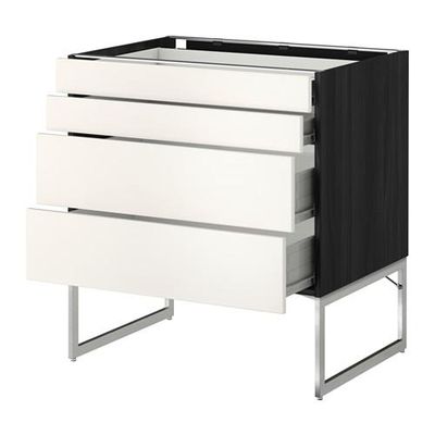 МЕТОД / ФОРВАРА Нплн шк 4 фронт/2 низк/2средн ящ - 80x60x60 см, Веддинге белый, под дерево черный МЕТОД / ФОРВАРА Нплн шк 4 фронт/2 низк/2средн ящ - 80x60x60 см, Веддинге белый, под дерево черный