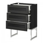 МЕТОД / ФОРВАРА Напольн шкаф 3фронт пнл/2низ/2ср ящ - 60x37x60 см, Лаксарби черно-коричневый, под дерево черный МЕТОД / ФОРВАРА Напольн шкаф 3фронт пнл/2низ/2ср ящ - 60x37x60 см, Лаксарби черно-коричневый, под дерево черный