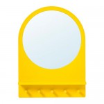 SALTRÖD зеркало с полкой и крючками желтый
