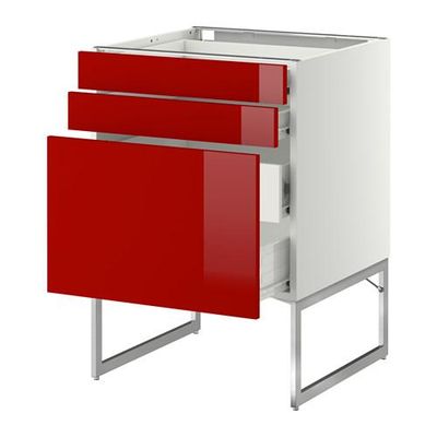 МЕТОД / ФОРВАРА Напольн шкаф 3фронт пнл/2низ/2ср ящ - 60x60x60 см, Рингульт глянцевый красный, белый МЕТОД / ФОРВАРА Напольн шкаф 3фронт пнл/2низ/2ср ящ - 60x60x60 см, Рингульт глянцевый красный, белый