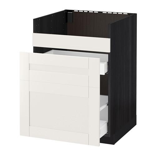 МЕТОД / МАКСИМЕРА Нап шкаф п/мойку ДУМШЁ/3фасада/2ящ - под дерево черный, Сэведаль белый, 60x60 см МЕТОД / МАКСИМЕРА Нап шкаф п/мойку ДУМШЁ/3фасада/2ящ - под дерево черный, Сэведаль белый, 60x60 см