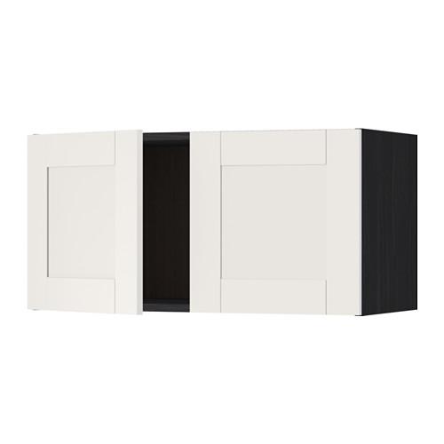 МЕТОД Навесной шкаф с 2 дверями - под дерево черный, Сэведаль белый