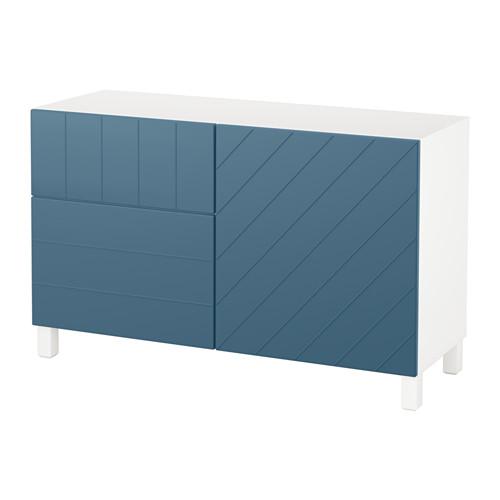 БЕСТО Комб для хран с дверц/ящ - белый/Халлставик темно-синий, направляющие ящика,нажимные БЕСТО Комб для хран с дверц/ящ - белый/Халлставик темно-синий, направляющие ящика,нажимные