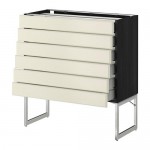 МЕТОД / МАКСИМЕРА Напольн шкаф 6фронт пнл/6 низ ящ - под дерево черный, Будбин белый с оттенком, 80x37x60 см