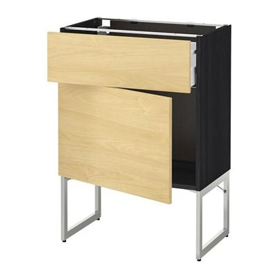 МЕТОД / МАКСИМЕРА Напольный шкаф с ящиком/дверью - 60x37x60 см, Тингсрид под березу, под дерево черный