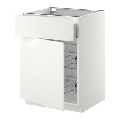 МЕТОД / ФОРВАРА Напольн шкаф с пров корз/ящ/дверью - 60x60 см, Хэггеби белый, белый МЕТОД / ФОРВАРА Напольн шкаф с пров корз/ящ/дверью - 60x60 см, Хэггеби белый, белый