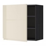 METOD шкаф навесной с полкой черный/Воксторп глянцевый светло-бежевый 60x60 см