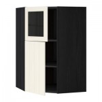 МЕТОД Угл навесн шкаф+полки/1дв/1 стек дв - под дерево черный, Хитарп белый с оттенком МЕТОД Угл навесн шкаф+полки/1дв/1 стек дв - под дерево черный, Хитарп белый с оттенком